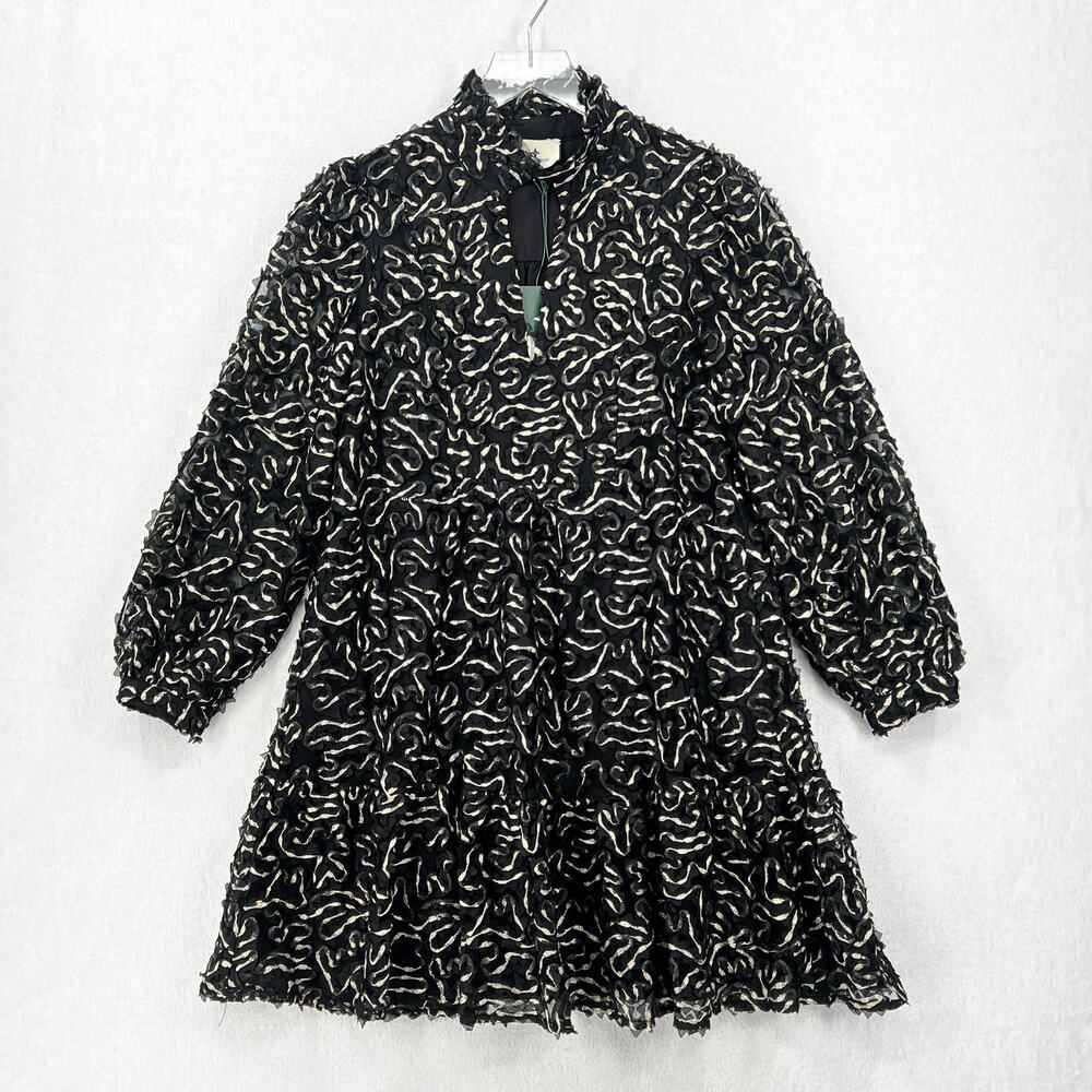 TUCKERNUCK Nightly Organza Palmerston Dress Womens Small Black Gold Swing Mini - Picture 5 of 16